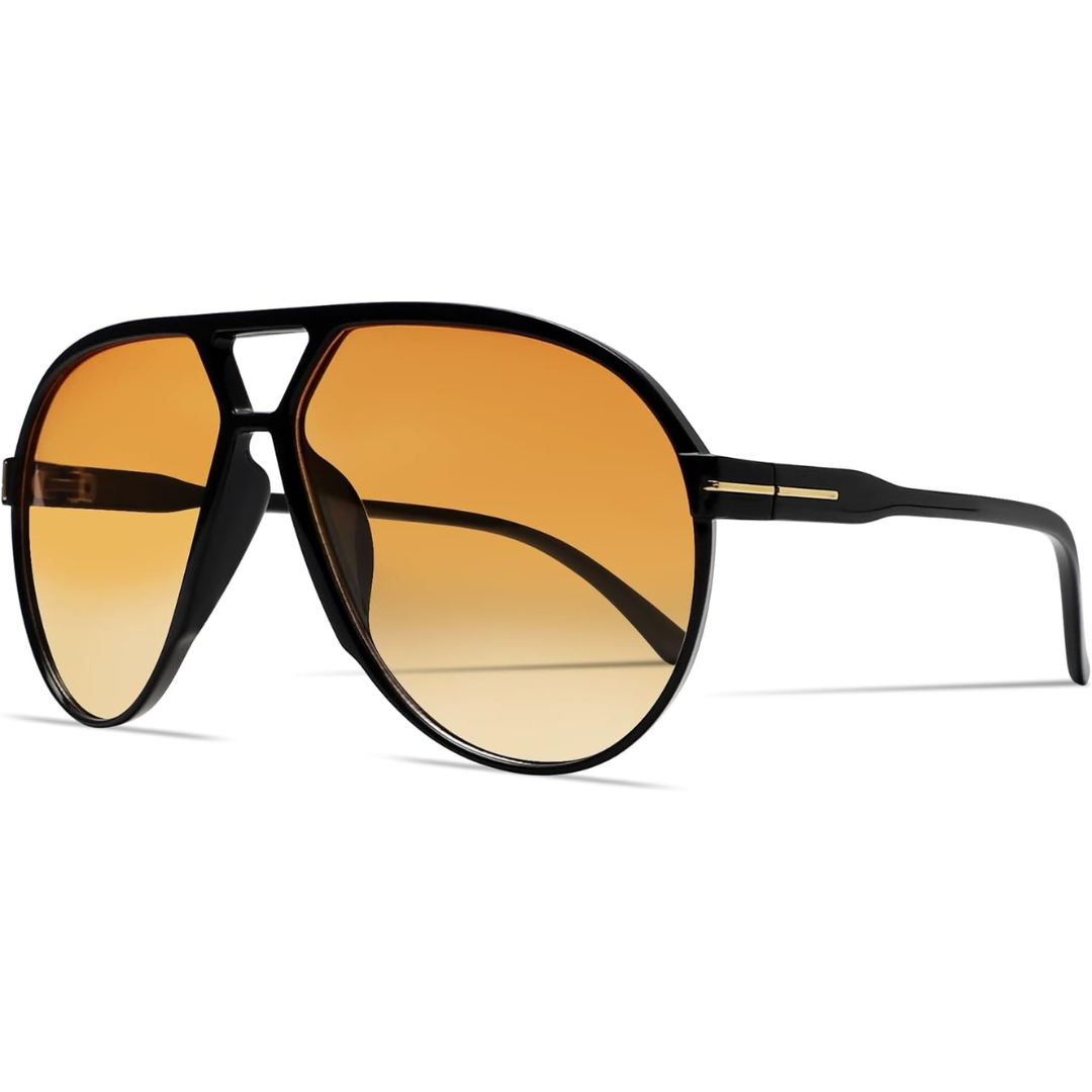 Retro Oversized Square Aviator Sunglasses with UV400 Protection
