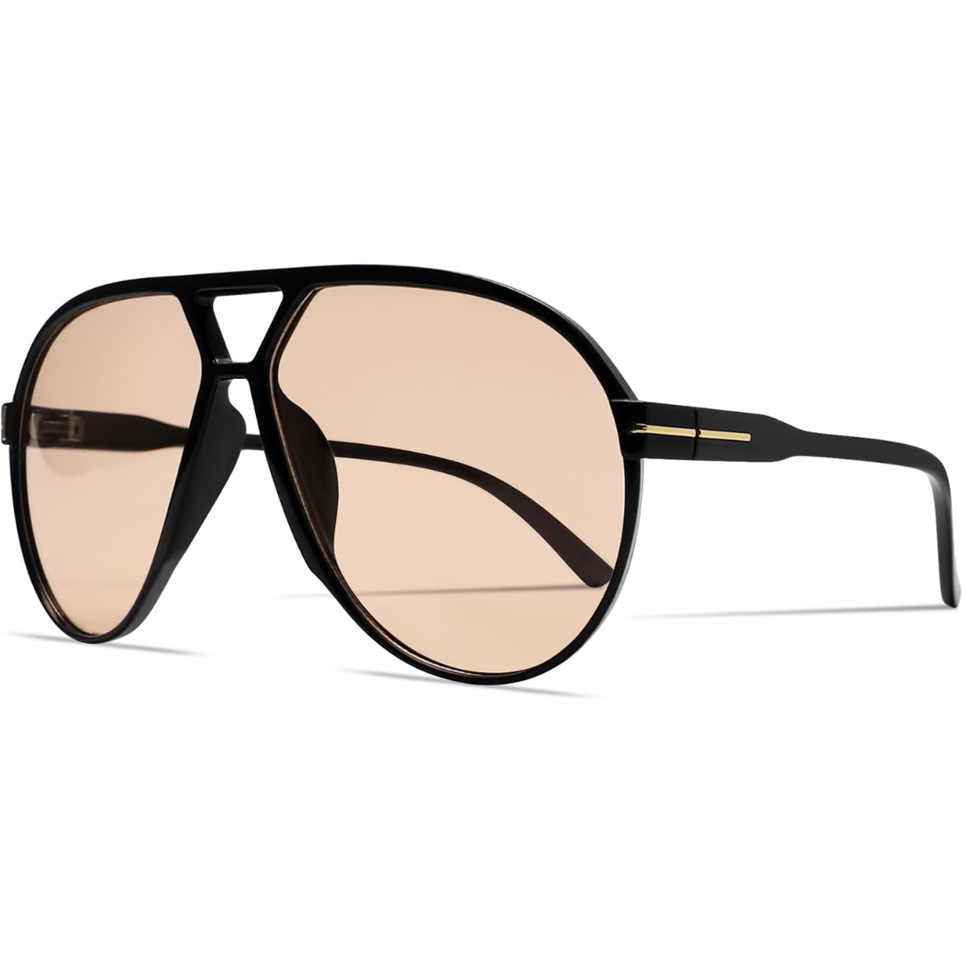 Retro Oversized Square Aviator Sunglasses with UV400 Protection