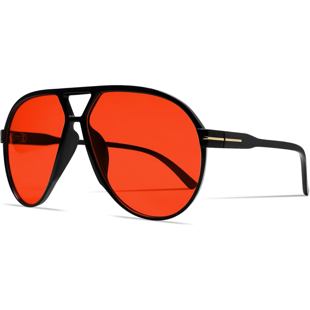 Retro Oversized Square Aviator Sunglasses with UV400 Protection