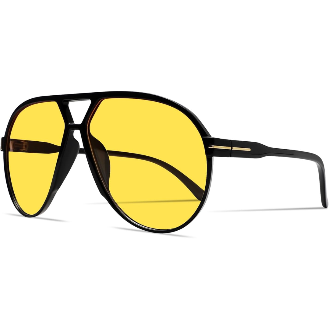 Retro Oversized Square Aviator Sunglasses with UV400 Protection