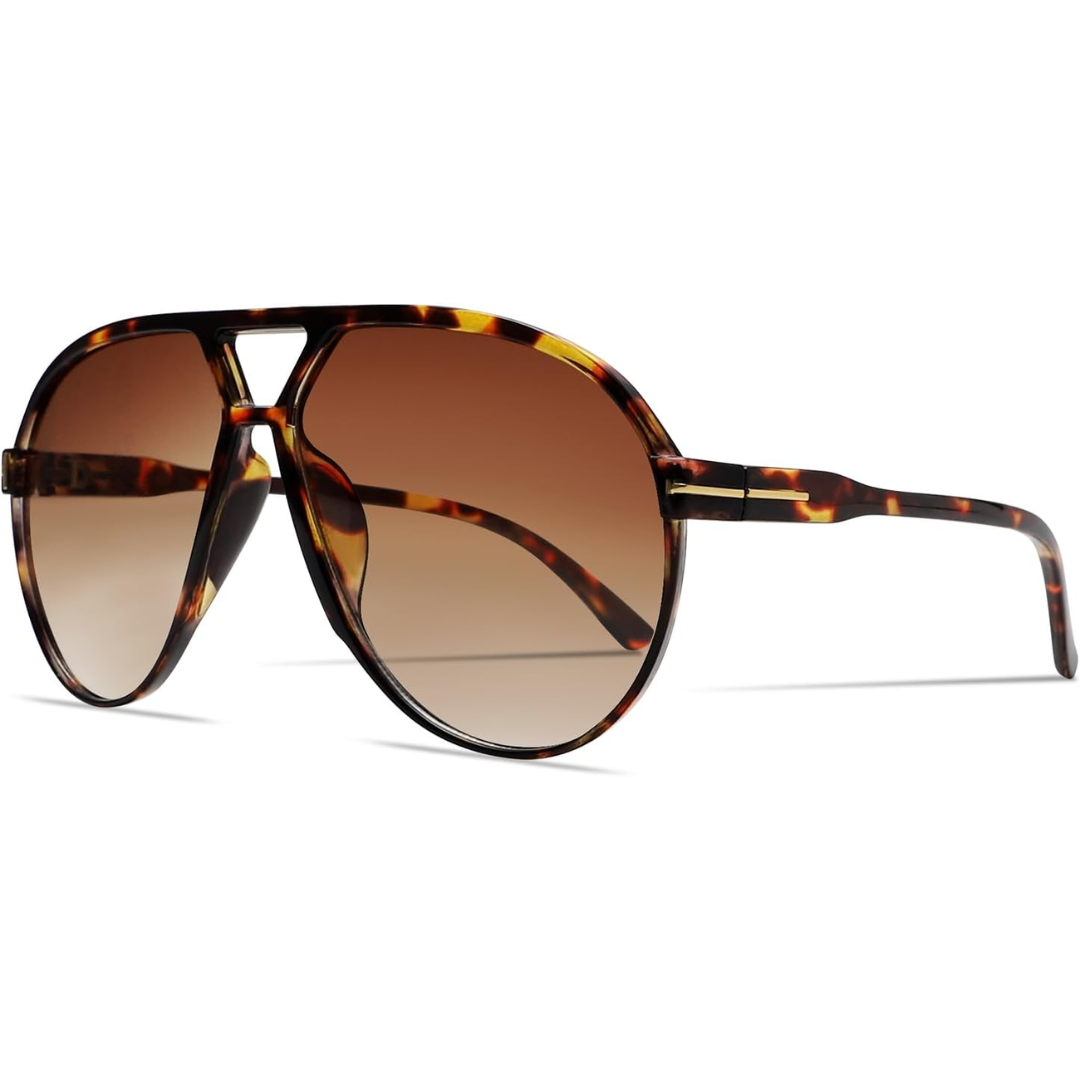 Retro Oversized Square Aviator Sunglasses with UV400 Protection