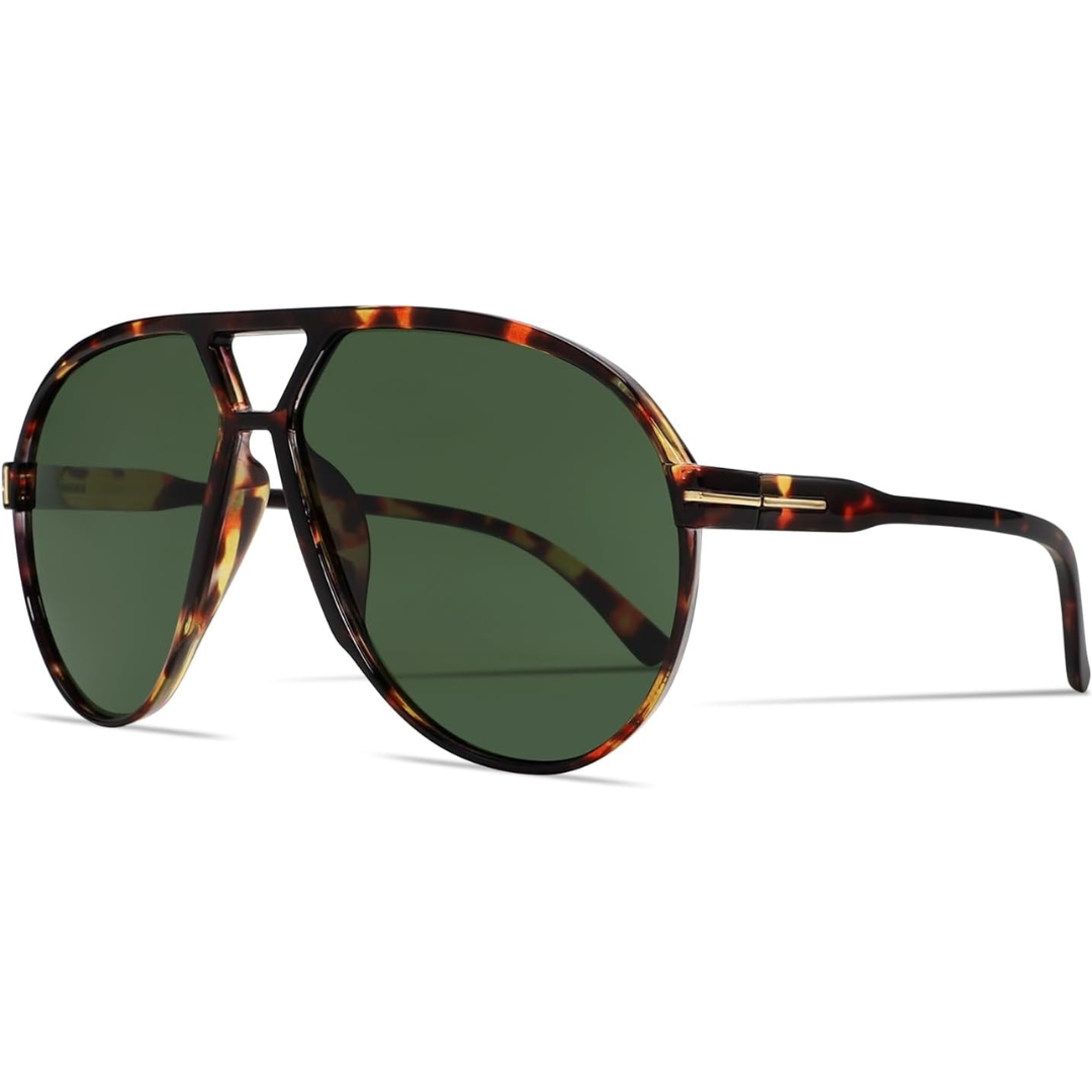 Retro Oversized Square Aviator Sunglasses with UV400 Protection