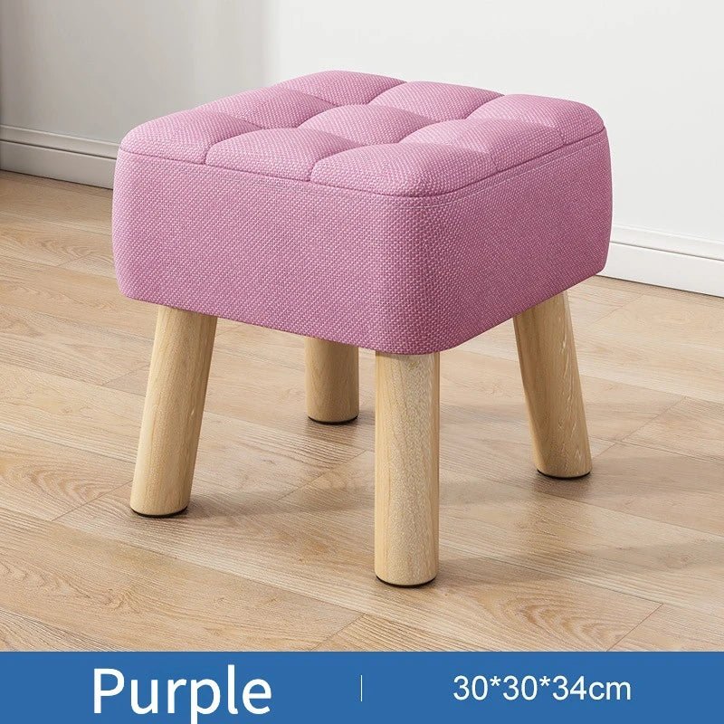 Padded Retro Ottoman Stool in Pastel Linen