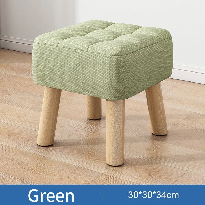 Padded Retro Ottoman Stool in Pastel Linen