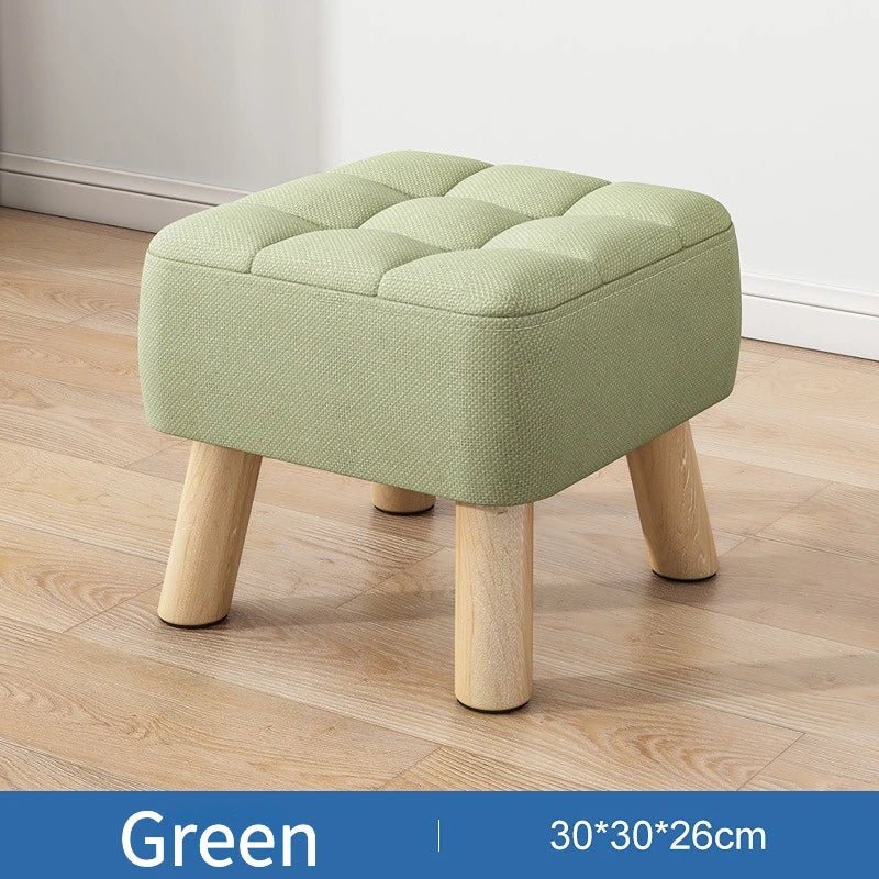 Padded Retro Ottoman Stool in Pastel Linen