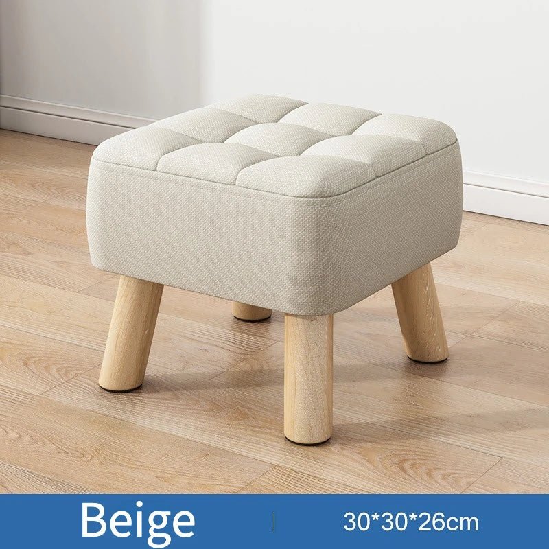 Padded Retro Ottoman Stool in Pastel Linen