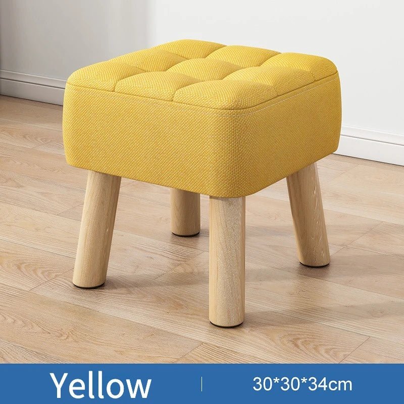 Padded Retro Ottoman Stool in Pastel Linen