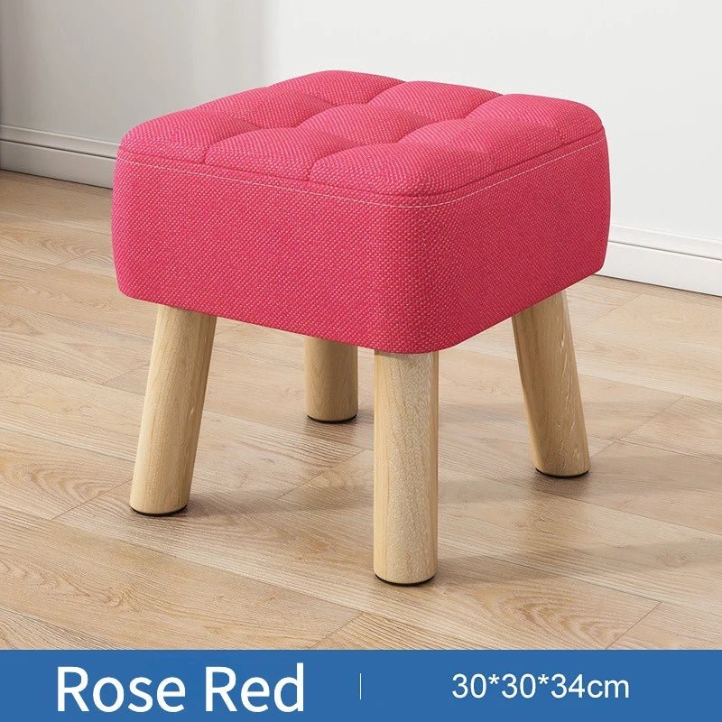 Padded Retro Ottoman Stool in Pastel Linen