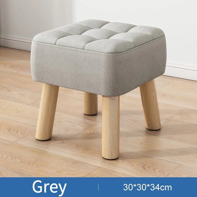 Padded Retro Ottoman Stool in Pastel Linen