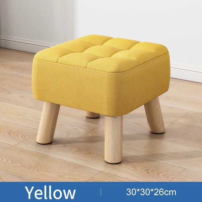 Padded Retro Ottoman Stool in Pastel Linen