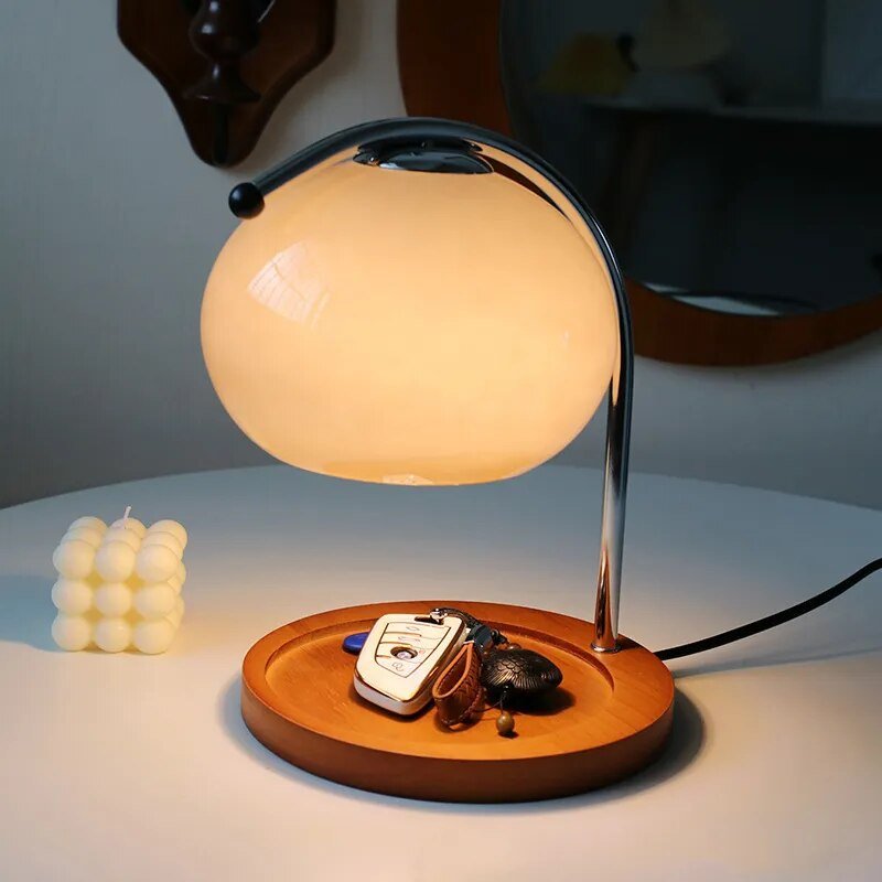 Retro Clear Glass Table Lamp with Dimmable LED and Button Switch
