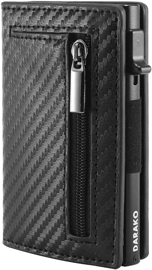 RFID-Blocking Slim Leather Wallet with Card Slide Mechanism
