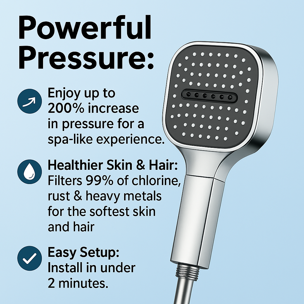 High Pressure Shower Head with Turbo Boost and Filtration