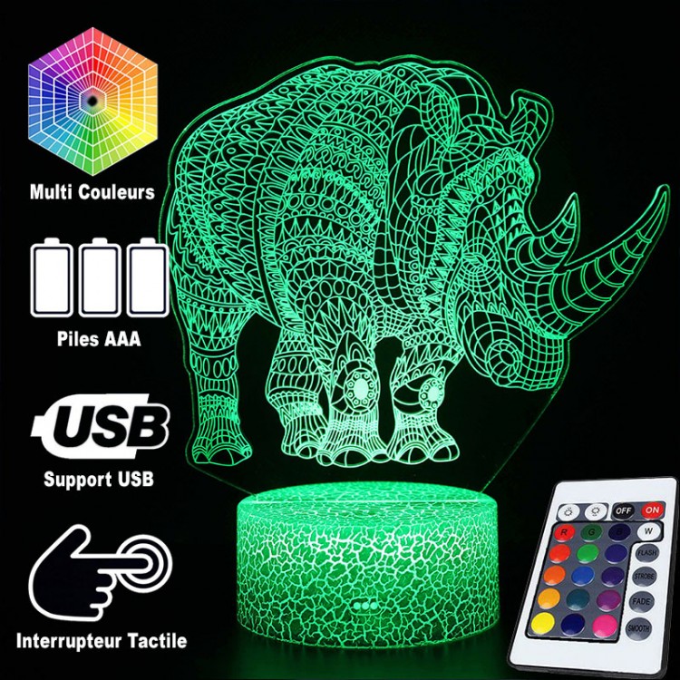3D Rhinoceros Lamp with Unique Design