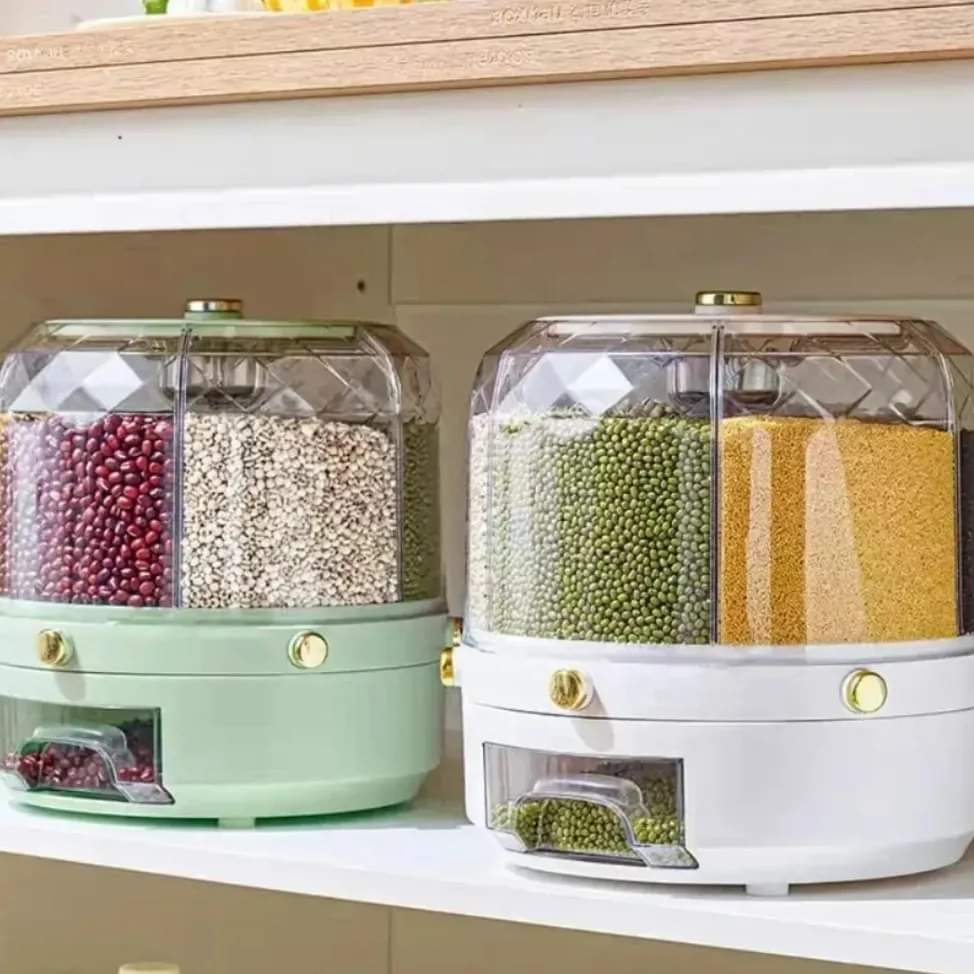 360° Rotatable Airtight Muesli Dispenser with 6 Compartments