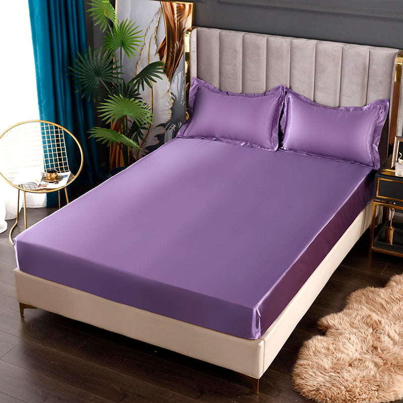 Silk Satin Elastic Fitted Sheet with Matching Pillowcases