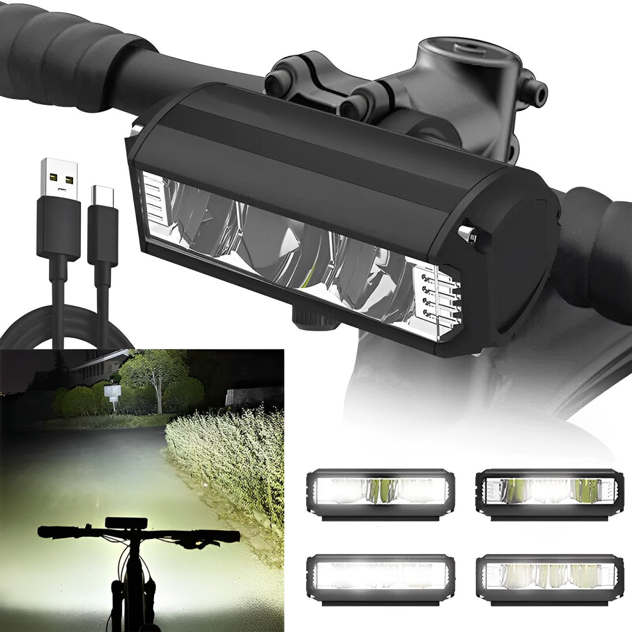 Powerful Rechargeable LED Bicycle Light with Quick-Release Mount