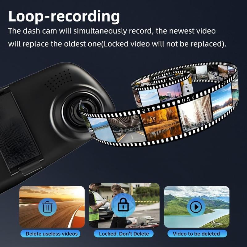 Dual Lens 140° Wide Angle Dashcam with Night Vision