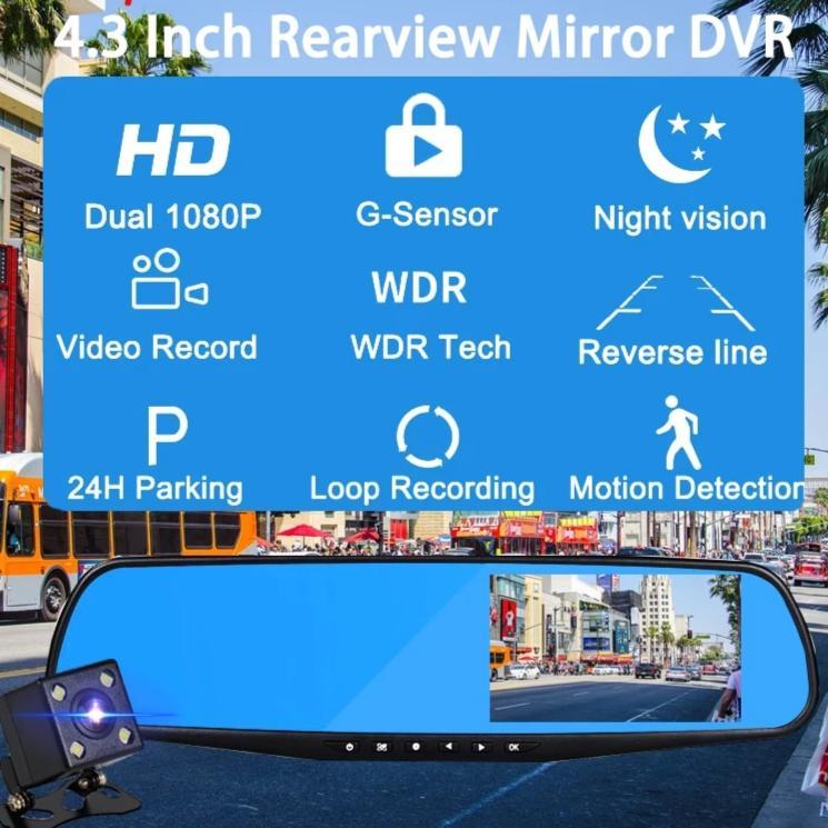Dual 1080p HD Dashcam with Night Vision and Parking Monitoring