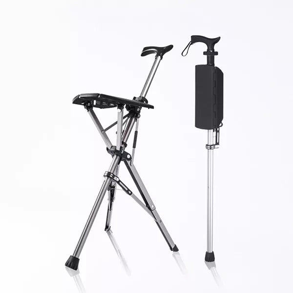 Folding Cane with Integrated Seat for Mobility and Comfort