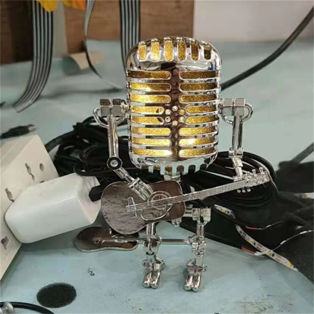Industrial Robot Guitar Table Lamp with Dimmable Lighting