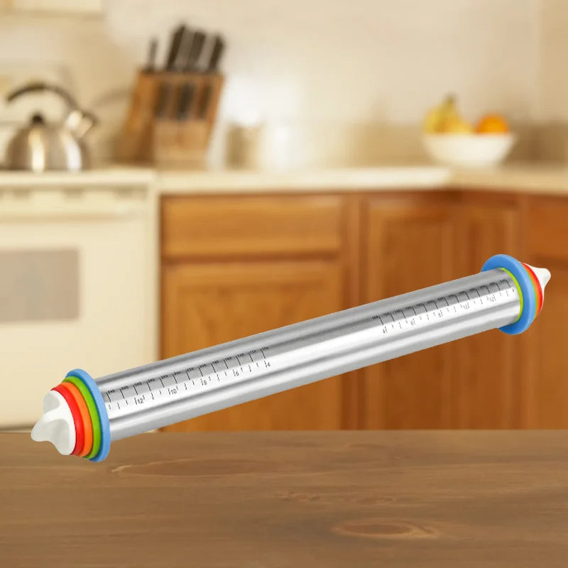 Adjustable Stainless Steel Rolling Pin with Thickness Rings