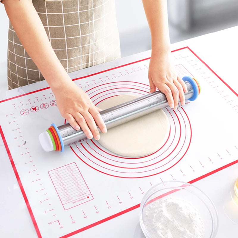 Adjustable Stainless Steel Rolling Pin with Thickness Rings