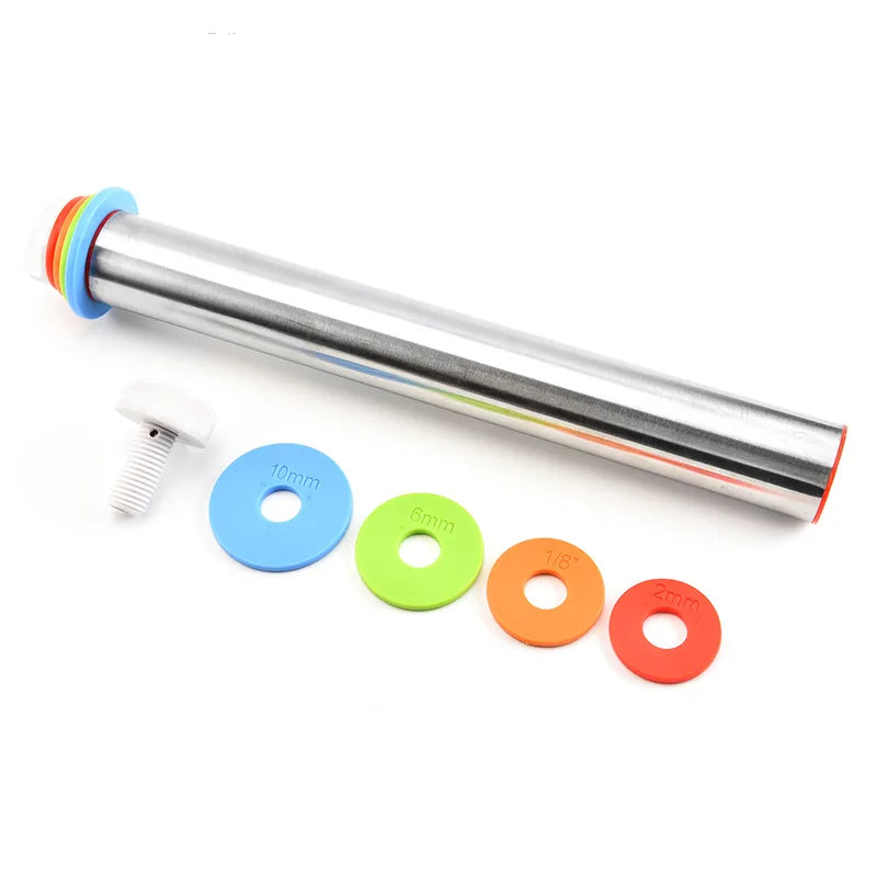 Adjustable Stainless Steel Rolling Pin with Thickness Rings