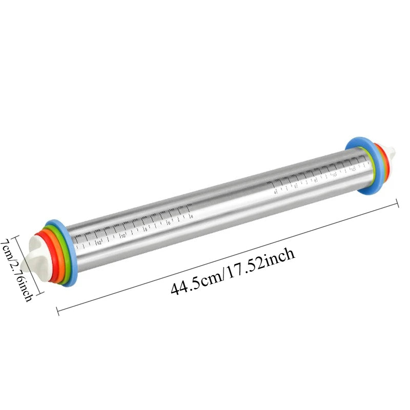Adjustable Stainless Steel Rolling Pin with Thickness Rings