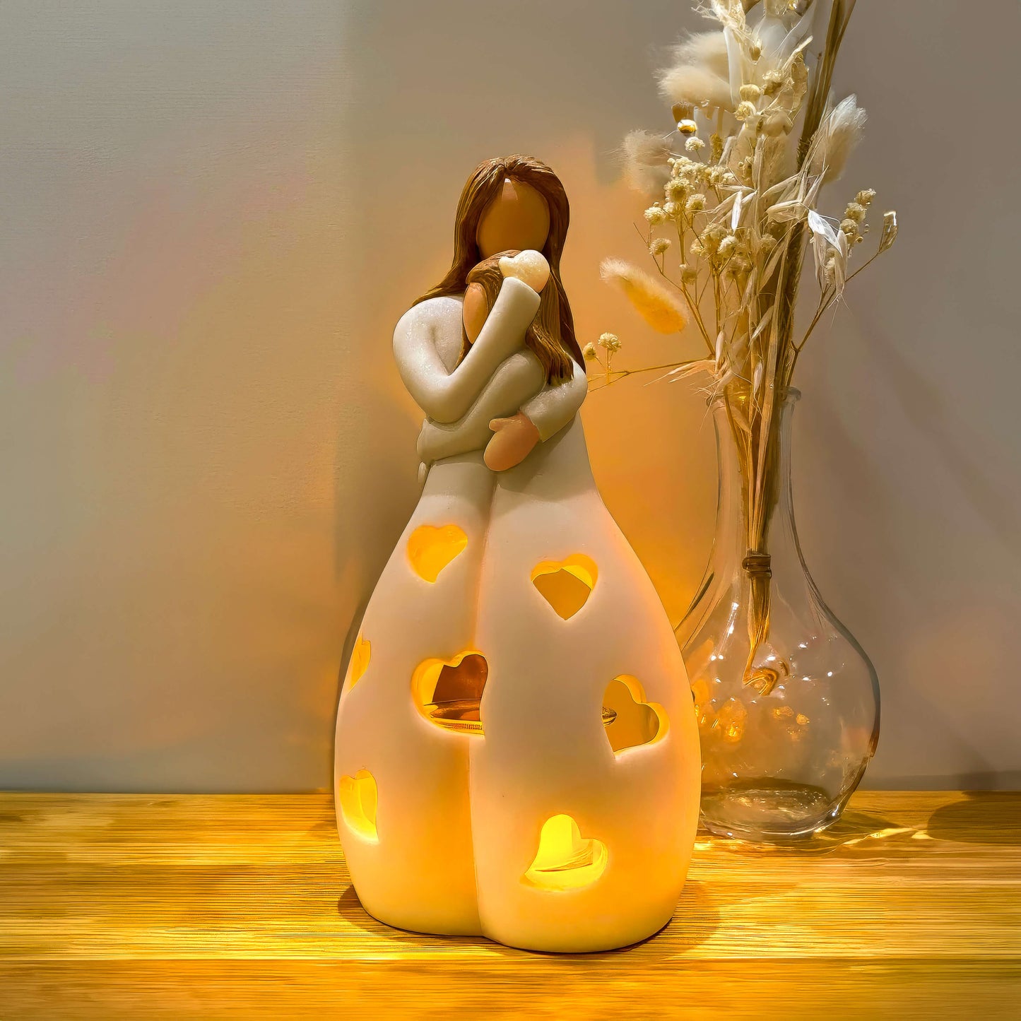 Resin Heart-Shaped Table Lamp with Warm LED Light