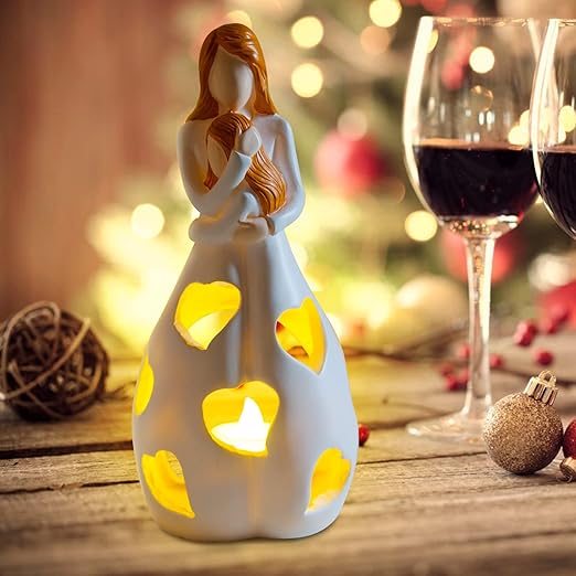 Resin Heart-Shaped Table Lamp with Warm LED Light