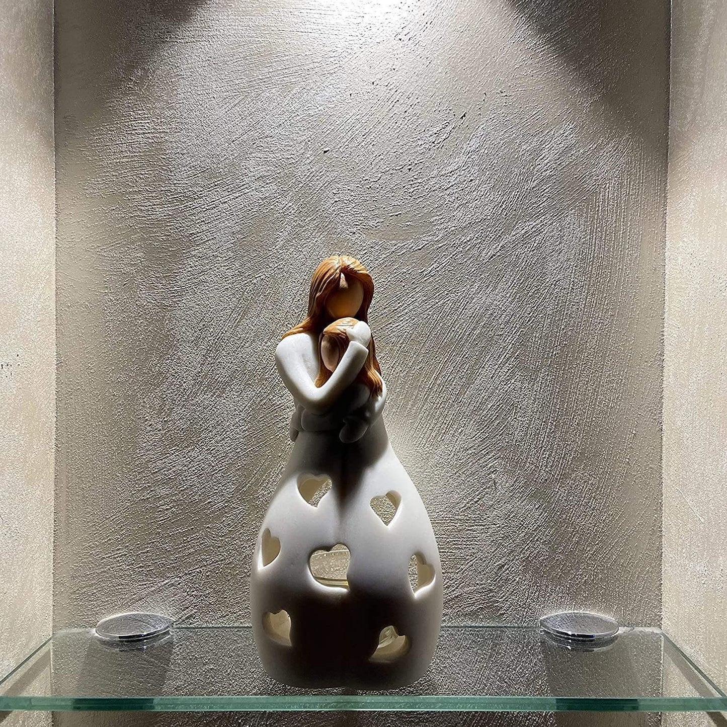 Heart-Shaped Beige Resin Table Lamp with Warm Glow