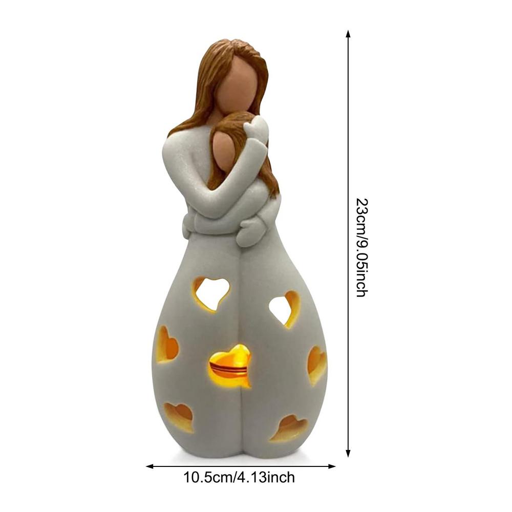 Heart-Shaped Beige Resin Table Lamp with Warm Glow