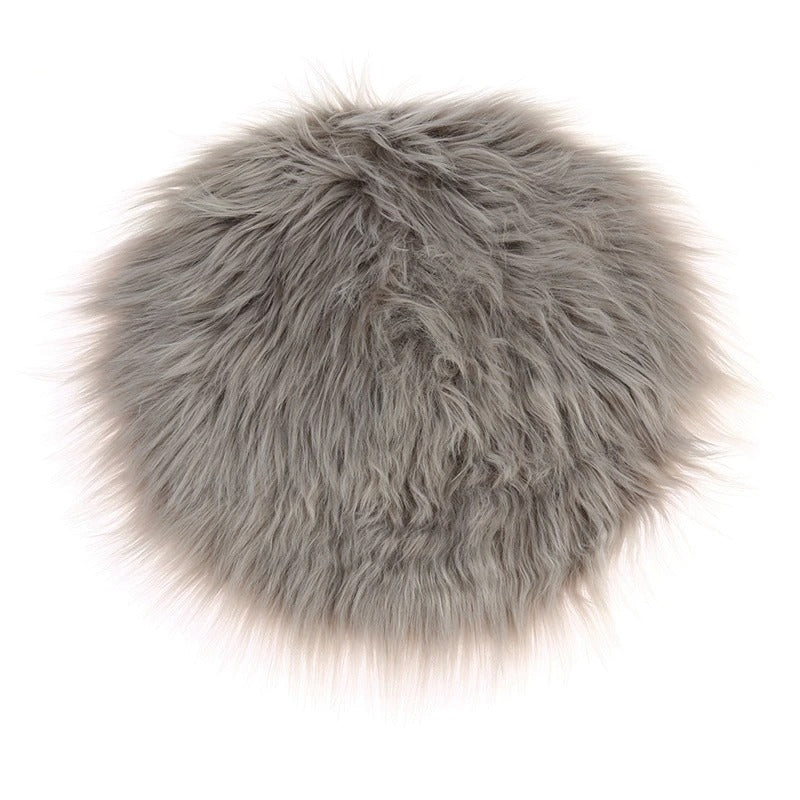 Faux Fur Round Seat Cushion 12 Inch