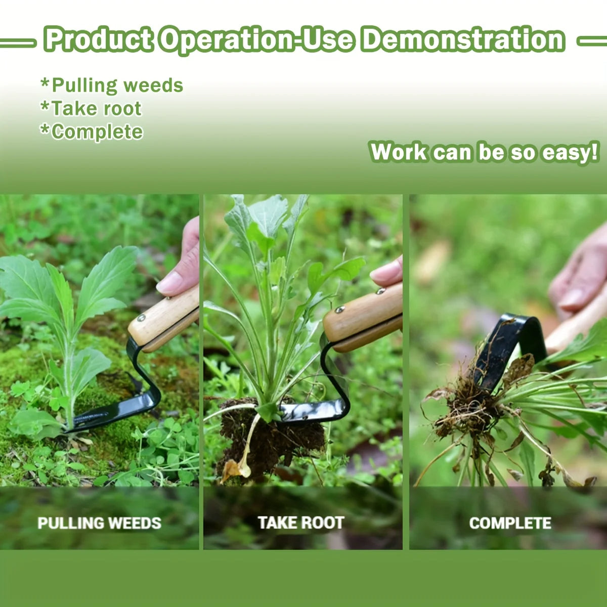 Stainless Steel Weeding Tool with Ergonomic Wooden Handle