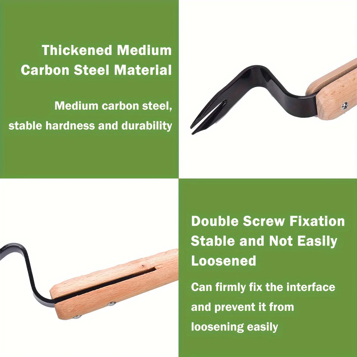 Stainless Steel Weeding Tool with Ergonomic Wooden Handle