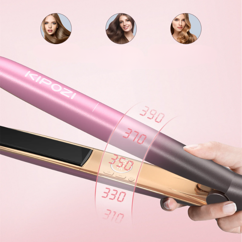 2-in-1 Titanium Straightener and Curling Iron with Rose Gold Finish