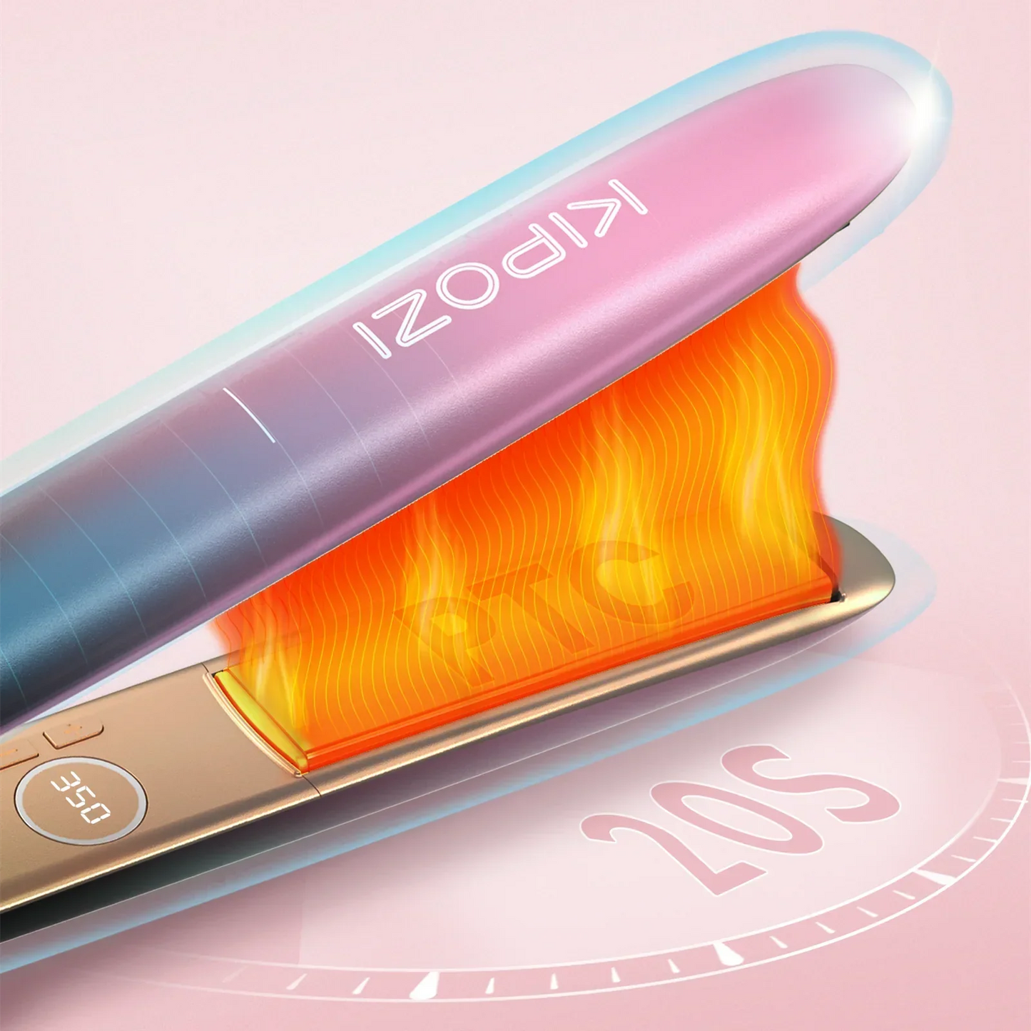 2-in-1 Titanium Straightener and Curling Iron with Rose Gold Finish