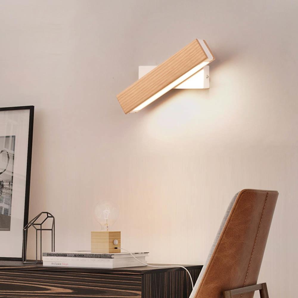 Rotatable Wood LED Wall Lamp - Adjustable Jasper Design