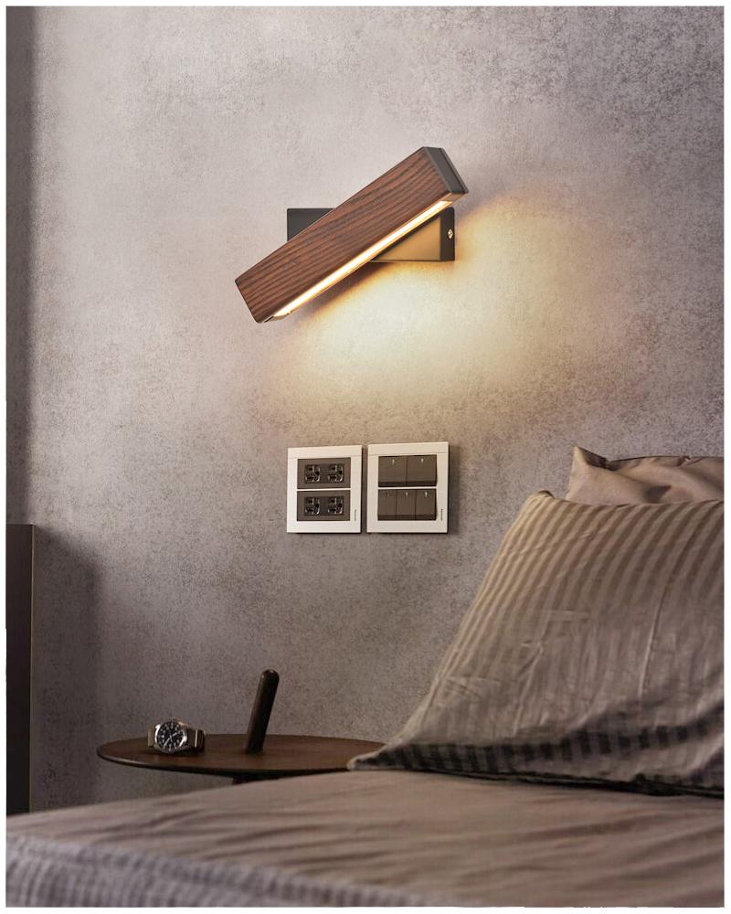 Rotatable Wood LED Wall Lamp - Adjustable Jasper Design