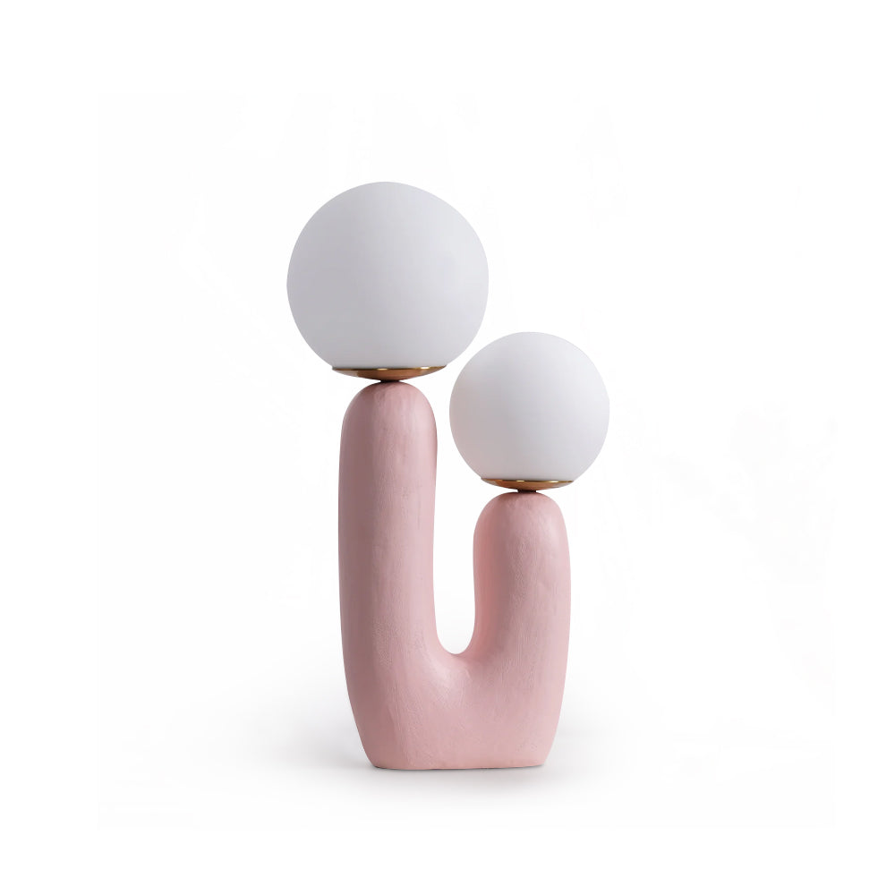 Contemporary Resin and Glass Table Lamp with Natural Accent