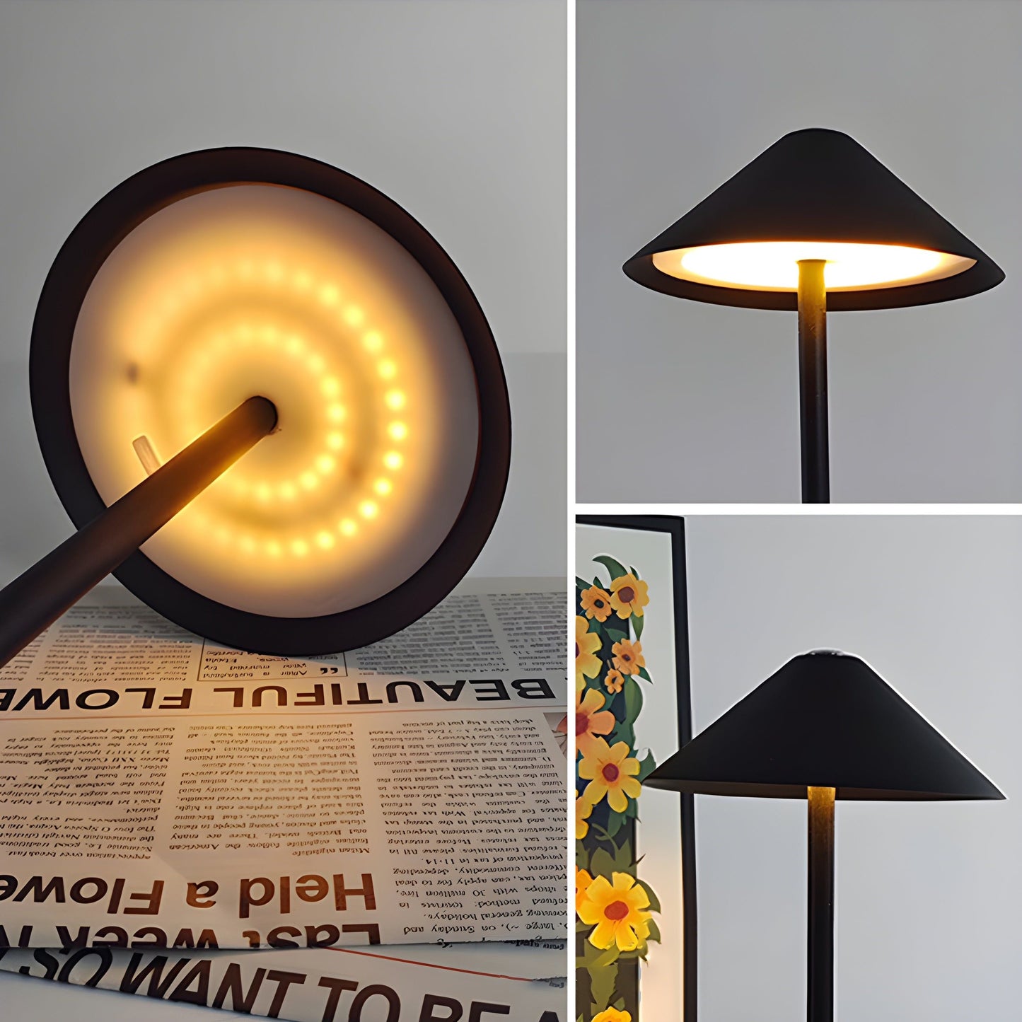 Minimalist Dimmable Touch Table Lamp - Waterproof Rechargeable Light