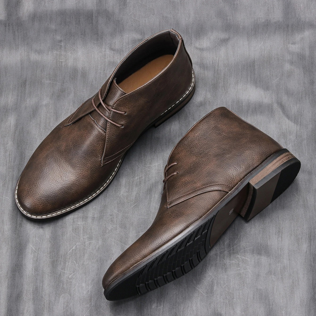 Rugged Dark Brown Men's Ankle Boots