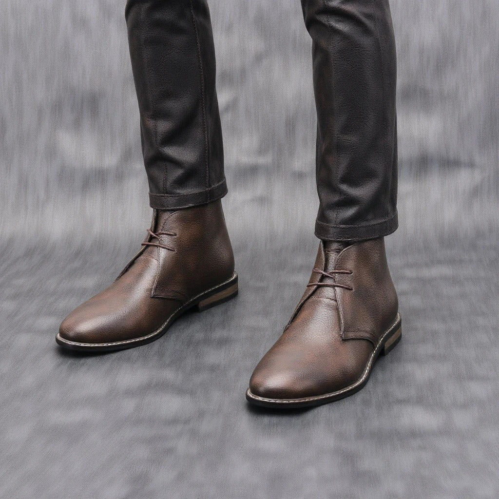Rugged Dark Brown Men's Ankle Boots