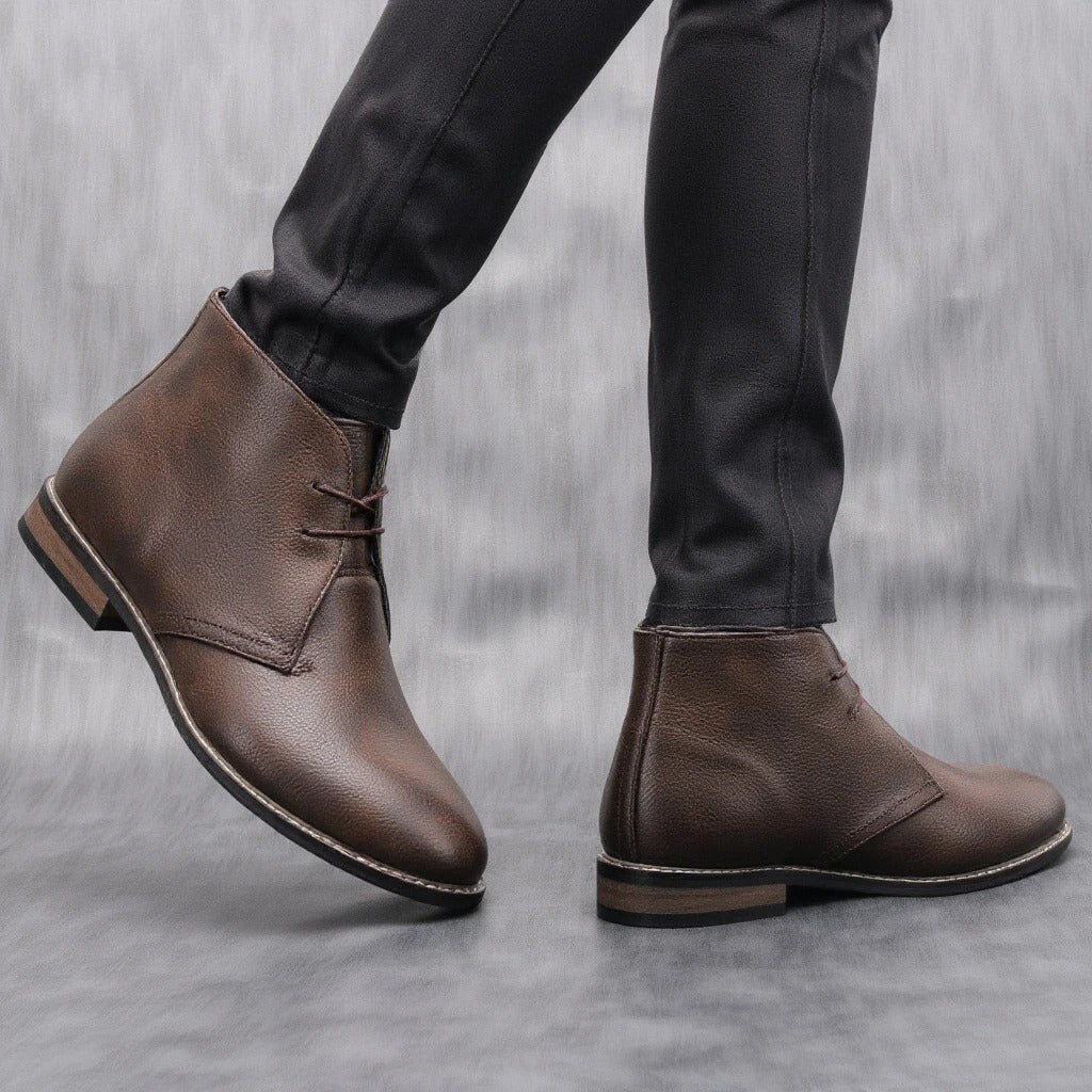Rugged Dark Brown Men's Ankle Boots