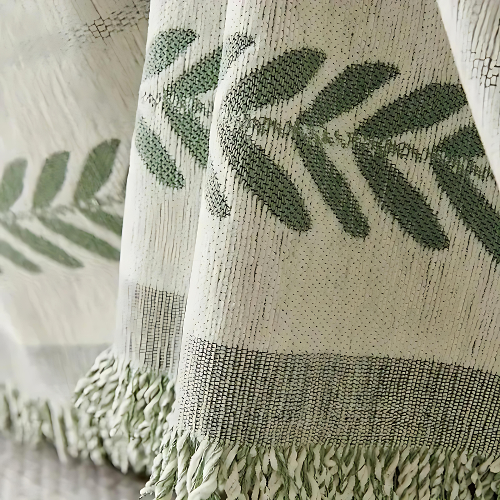 Rustic Cotton Chenille Sofa Protector with Tassels