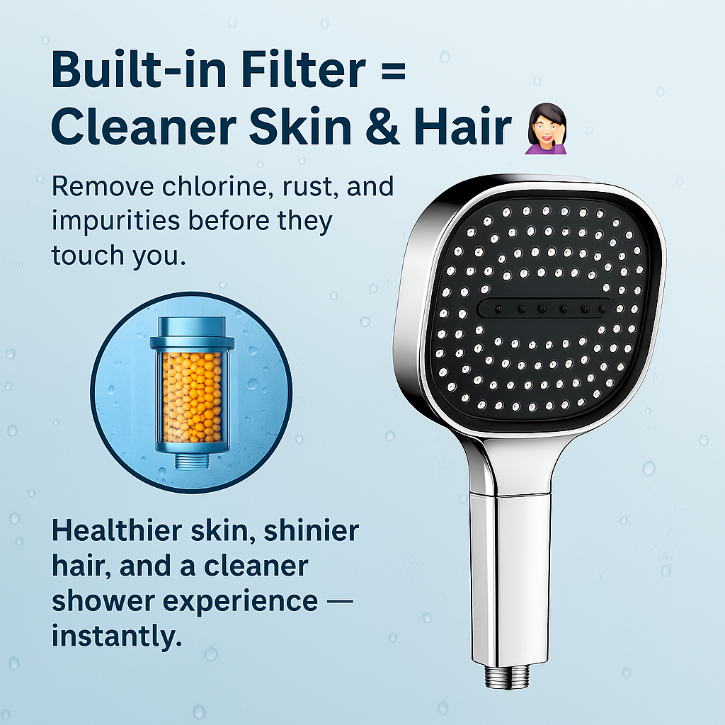 High Pressure Shower Head with Turbo Boost and Filtration
