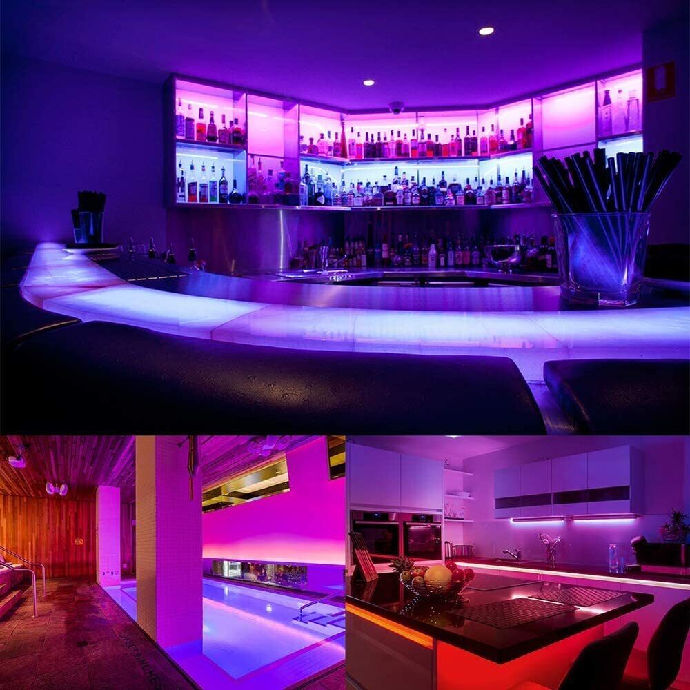 RGB LED Light Strip with Music Sync and Bluetooth Control, 100ft/50ft