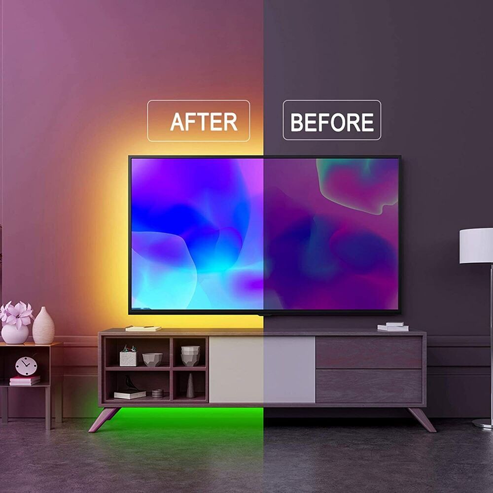 RGB LED Light Strip with Music Sync and Bluetooth Control, 100ft/50ft
