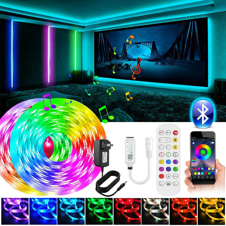 LED Light Strips 100ft with Bluetooth and Music Sync, 5050 RGB Ambient Lighting